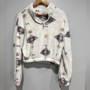 Cropped teddy quarter zip